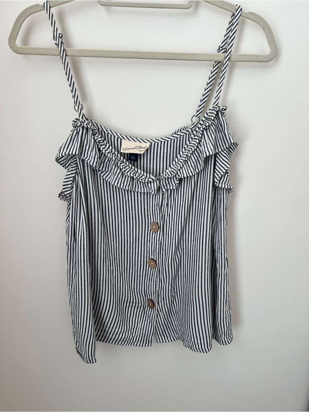 Universal Thread Black & White Striped Ruffle Cami size L
